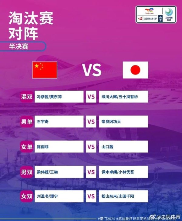 蜗牛配资 阵容公布！苏迪曼杯半决赛中国队对阵日本队