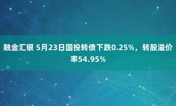 融金汇银 5月23日国投转债下跌0.25%，转股溢价率54.95%