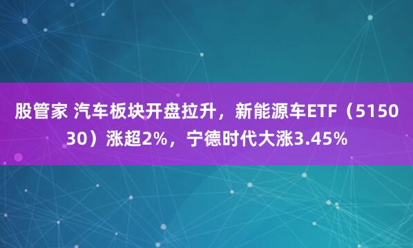 股管家 汽车板块开盘拉升，新能源车ETF（515030）涨超2%，宁德时代大涨3.45%